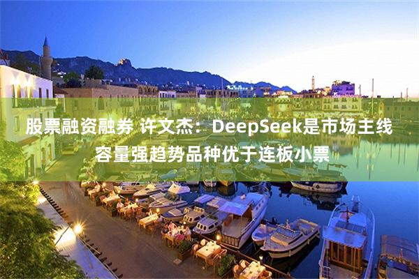 股票融资融券 许文杰:DeepSeek是市场主线 容量强趋势品种优于连板小票