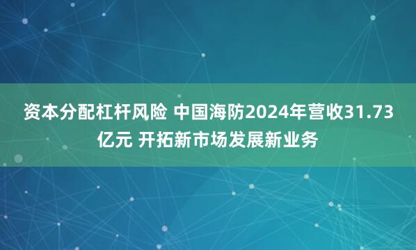 资本分配杠杆风险 中国海防2024年营收31.73亿元 开拓新市场发展新业务