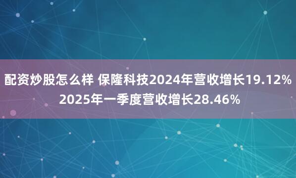配资炒股怎么样 保隆科技2024年营收增长19.12% 2025年一季度营收增长28.46%