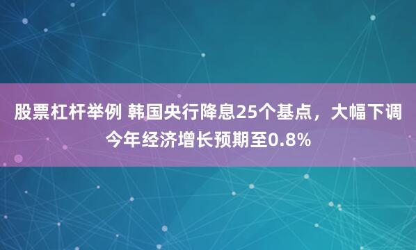 股票杠杆举例 韩国央行降息25个基点，大幅下调今年经济增长预期至0.8%