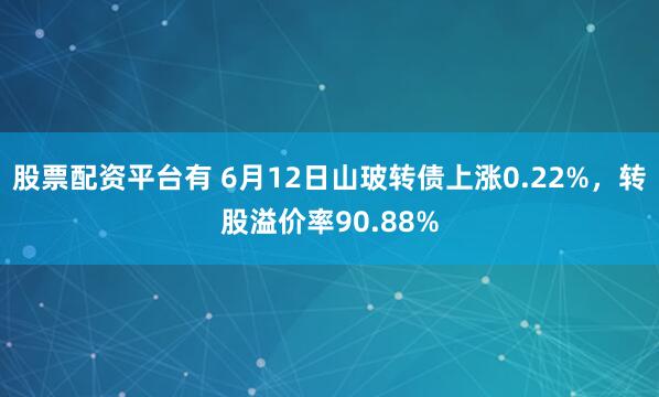 股票配资平台有 6月12日山玻转债上涨0.22%，转股溢价率90.88%
